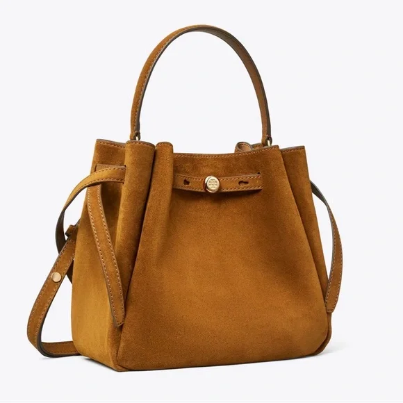 Tory Burch Elegant Romy Brown Suede Handbag - Picture 7 of 12